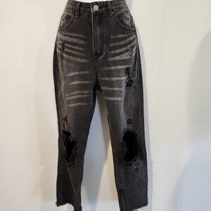 Princess Polly Charcoal Distressed Boyfriend Jeans